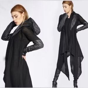 Blank NYC Black Hooded Draped Coatigan XS